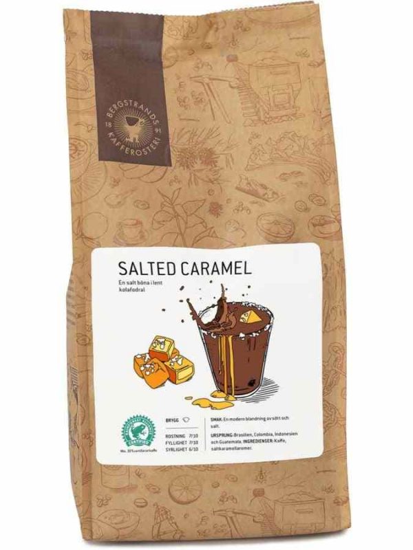 Indulge in the exquisite taste of Bergstrands 250g salted caramel flavored ground coffee - a luxurious treat for your senses!