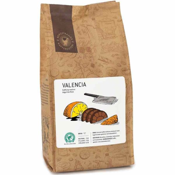 Indulge in Bergstrands Valencia Flavor Coffee! Experience the rich taste of 250g ground coffee blend. Order now for a flavorful delight!