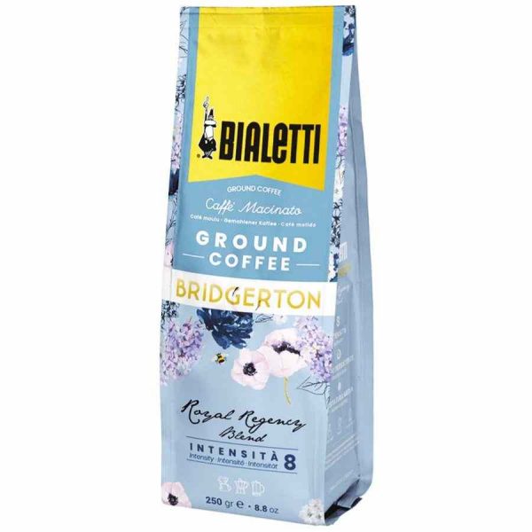 Experience the luxurious aroma of Bialetti Bridgerton Royal Regency Blend Ground Coffee 250g - a regal indulgence for coffee connoisseurs!