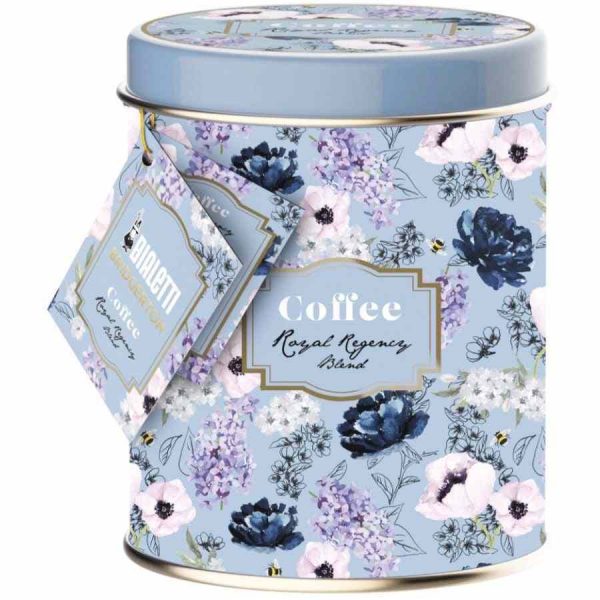 Indulge in the exquisite Bialetti Bridgerton Royal Regency Blend Ground Coffee in a 250g Tin - a taste of luxury in every brew!