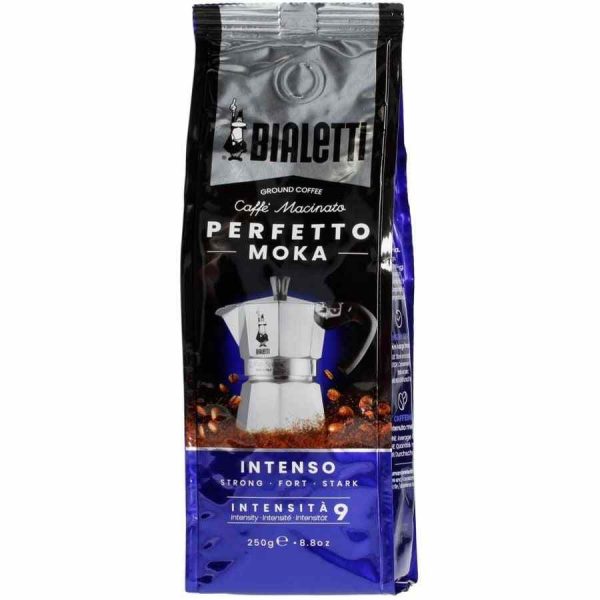 Bialetti Perfetto Moka Intenso Ground Coffee 250 g - Rich and aromatic Italian blend for intense espresso, 250g pack