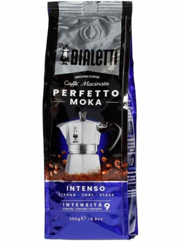 Bialetti Perfetto Moka Intenso Ground Coffee 250 g - Rich and aromatic Italian blend for intense espresso, 250g pack
