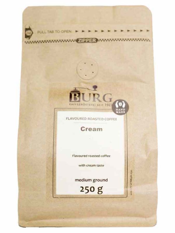 Indulge in the rich and creamy flavor of Burg Flavor Coffee, Creme 250g Ground - a delightful blend for coffee lovers. Shop now!