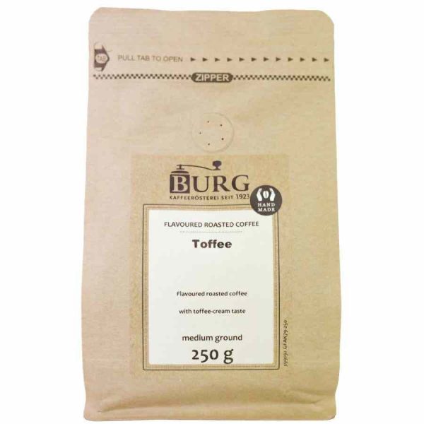 Indulge in Burg Flavor Coffee with a hint of Caramel, 250g Ground - Rich blend for a delightful morning pick-me-up!