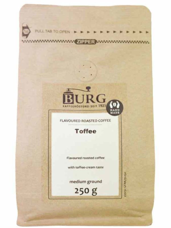 Indulge in Burg Flavor Coffee with a hint of Caramel, 250g Ground - Rich blend for a delightful morning pick-me-up!