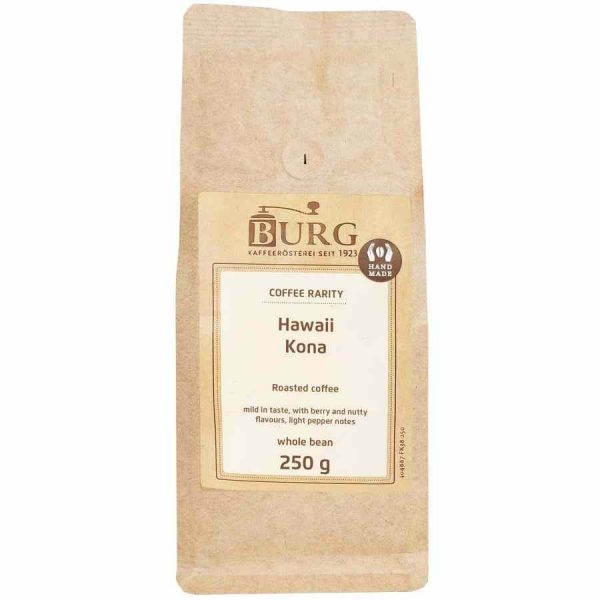 Indulge in the rich aroma of Burg Hawaii Kona Coffee Beans - a premium blend of high-quality beans, perfect for coffee enthusiasts.