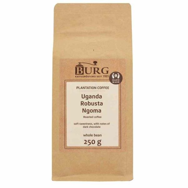 Indulge in rich flavors with Burg Uganda Robusta Ngoma 250 g coffee beans - premium quality beans for your perfect brew!