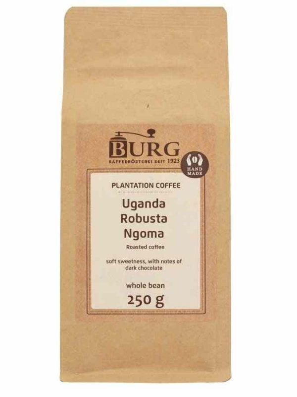 Indulge in rich flavors with Burg Uganda Robusta Ngoma 250 g coffee beans - premium quality beans for your perfect brew!