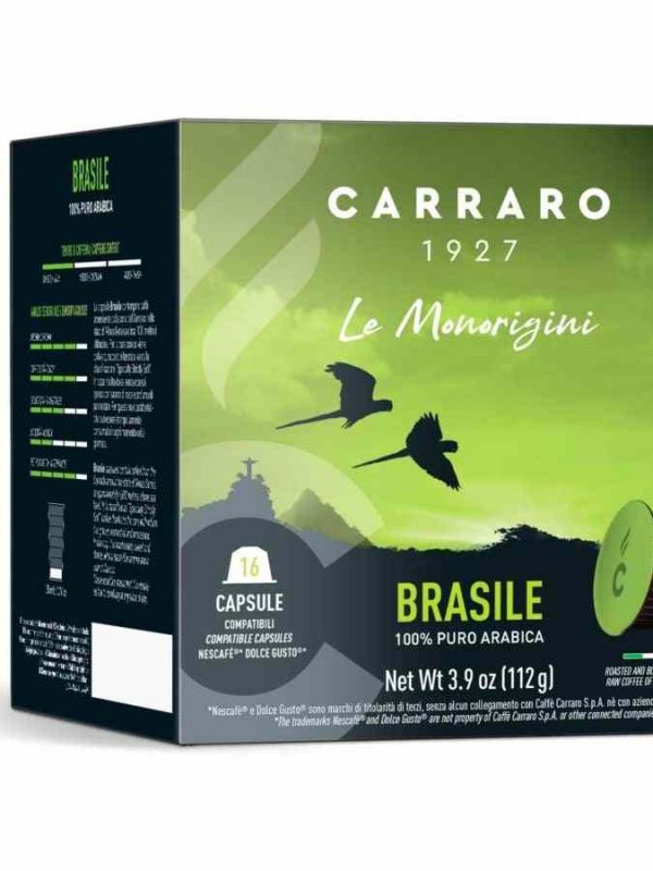 Carraro 1927 Brasile Dolce Gusto Compatible Coffee Capsules - 16 Units | Premium espresso pods for a rich and smooth brew