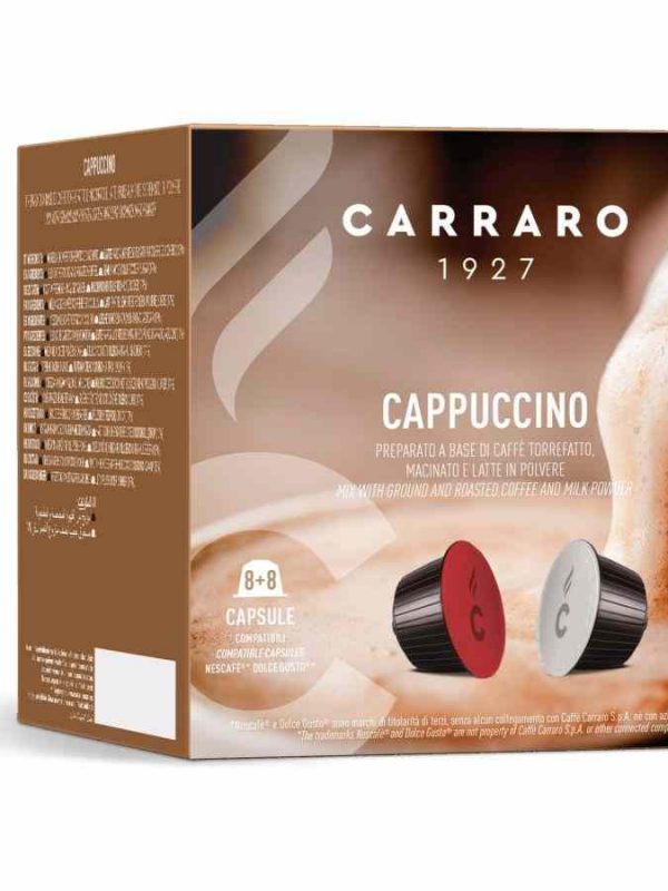 Premium coffee capsules for Carraro 1927 Cappuccino Dolce Gusto®, 8 + 8 units - rich flavors for true coffee aficionados