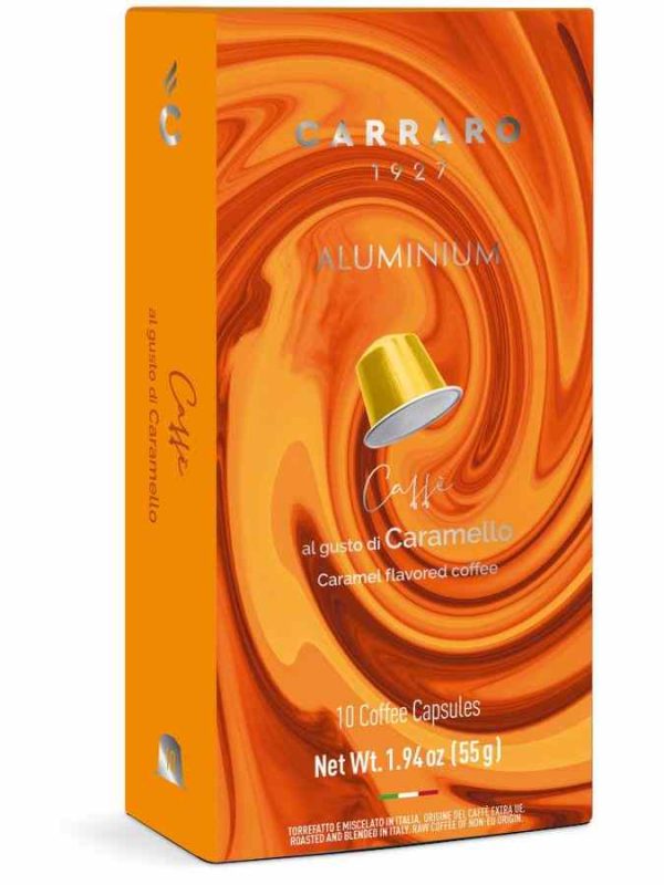Indulge in rich flavors with Carraro 1927 Caramel Nespresso Compatible Coffee Capsules. Experience luxury in every sip with 10 units pack.