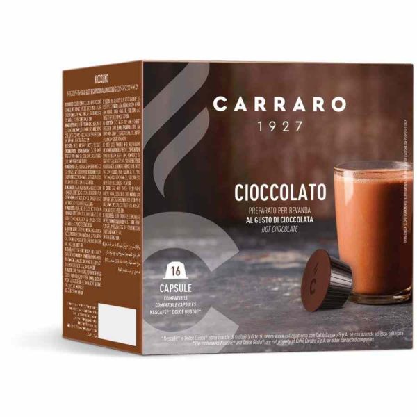 Carraro 1927 Chocolate Dolce Gusto® Compatible Cocoa Capsules, Pack of 16 – Indulge in Rich Chocolate Delight at Home!