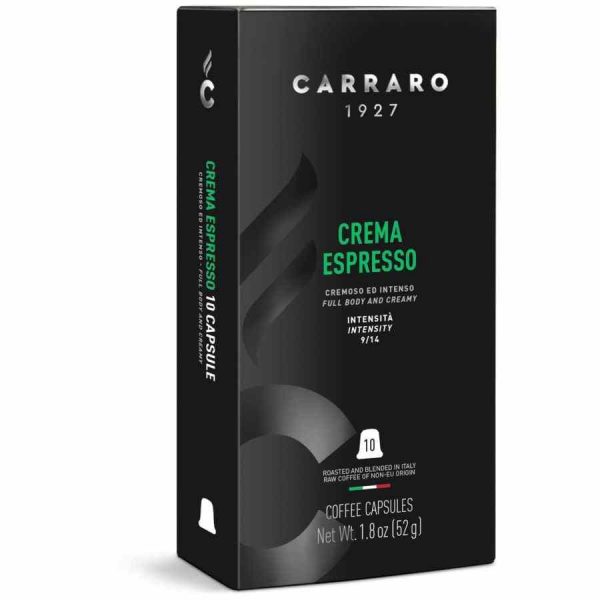 Indulge in gourmet coffee with Carraro 1927 Crema Espresso Premium Nespresso-compatible capsules, a pack of 10 units. Enjoy luxury at home!