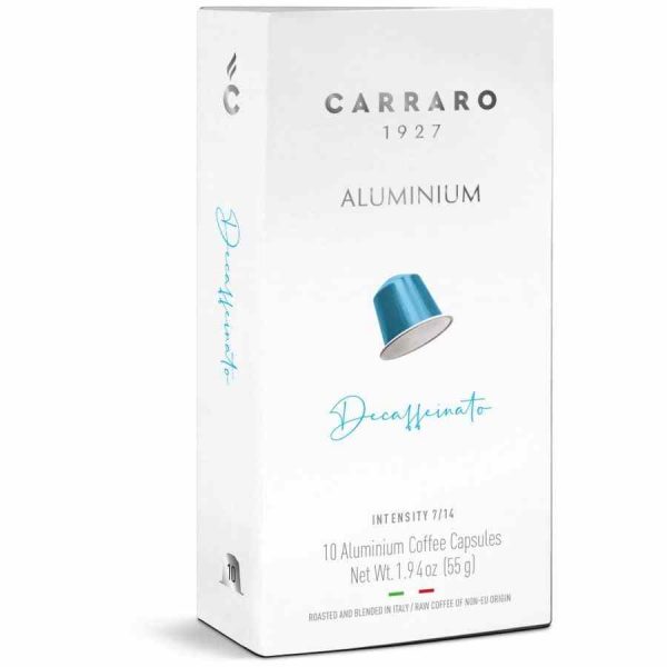 Premium Carraro 1927 Decaf Coffee Capsules - Nespresso Compatible, 10 Pods - Caffeine-Free Italian Blend for Gourmet Coffee Lovers