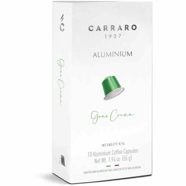 Premium Carraro 1927 Gran Crema Nespresso compatible coffee capsules, pack of 10, elevating your coffee experience at home