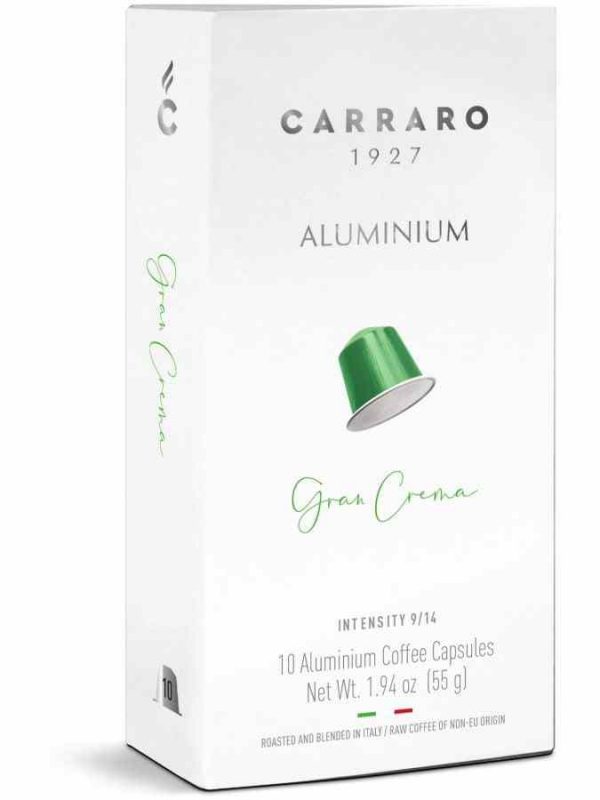 Premium Carraro 1927 Gran Crema Nespresso compatible coffee capsules, pack of 10, elevating your coffee experience at home