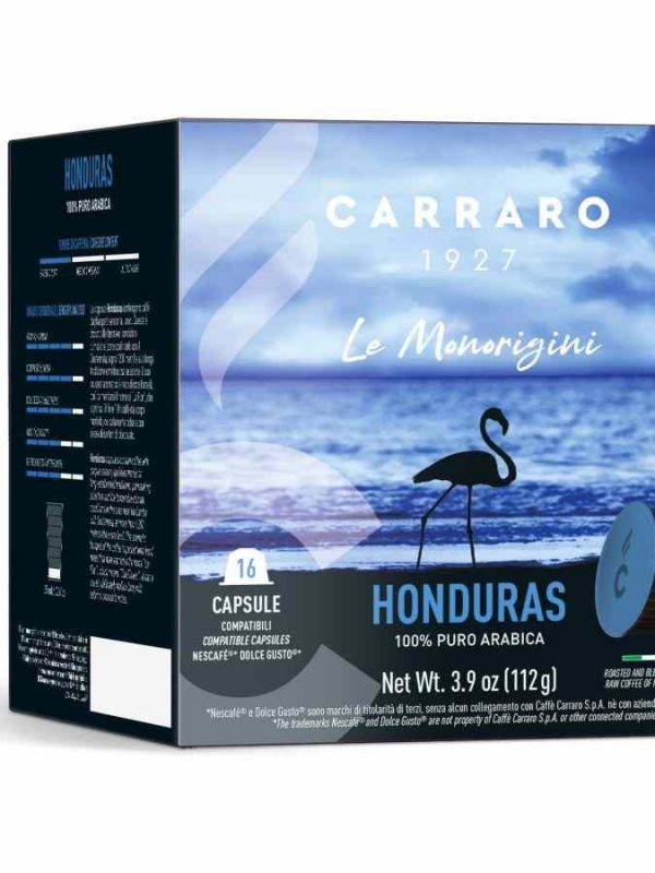 Indulge in rich flavors with Carraro 1927 Honduras Dolce Gusto® Compatible Coffee Capsules, 16 Count. Enjoy premium coffee at home!