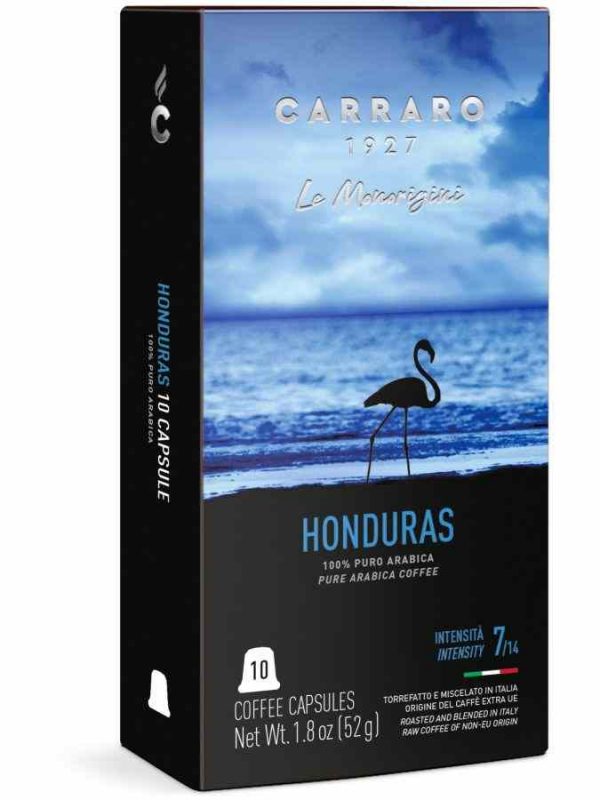 Indulge in the rich flavors of Carraro 1927 Honduras Premium Nespresso coffee capsules - 10 units. Experience luxury in every brew!