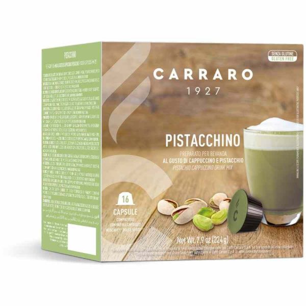 Indulge in Rich Flavor with Carraro 1927 Pistachio Dolce Gusto® Compatible Coffee Capsules, 16 Count - Buy Online for a Premium Coffee Experience!