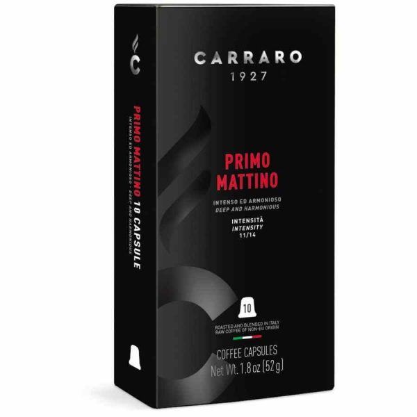 Primo Mattino Premium espresso capsules compatible with Nespresso by Carraro 1927, 10 units - enjoy luxury coffee at home!