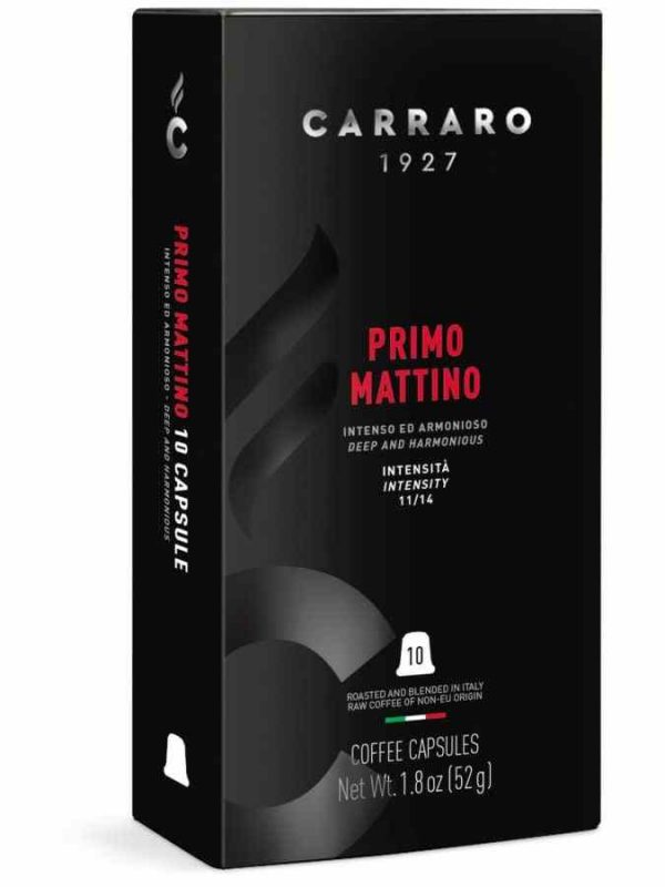 Primo Mattino Premium espresso capsules compatible with Nespresso by Carraro 1927, 10 units - enjoy luxury coffee at home!