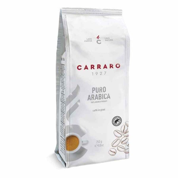 Indulge in the rich flavors of Carraro 1927 Pure Arabica coffee, a premium blend of high-quality Arabica beans for a luxurious coffee experience.