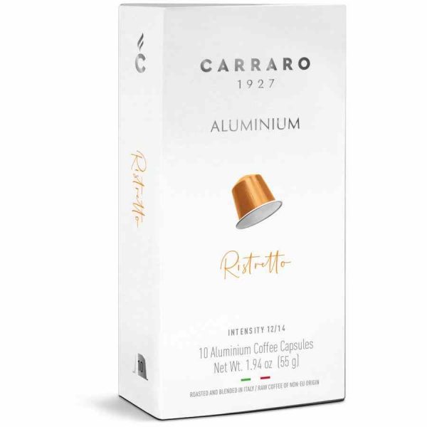Carraro 1927 Ristretto Nespresso Compatible Coffee Capsules 10 units - Intense flavor and premium quality espresso pods for coffee lovers