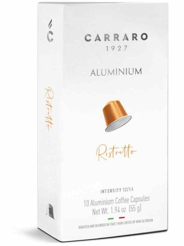 Carraro 1927 Ristretto Nespresso Compatible Coffee Capsules 10 units - Intense flavor and premium quality espresso pods for coffee lovers