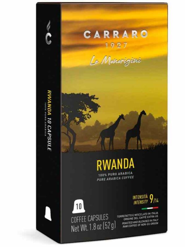 Indulge in luxury with Carraro 1927 Ruanda Premium Nespresso compatible coffee capsules - 10 units. Elevate your coffee experience now!