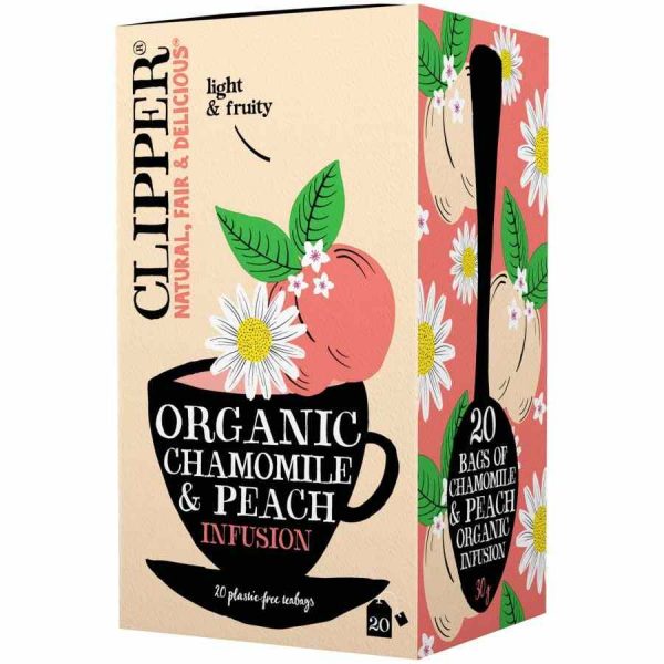 Delicate Clipper Chamomile and Peach Infusion Tea Bags - 20 Count, Relaxing and Aromatic Herbal Blend for Tea Lovers