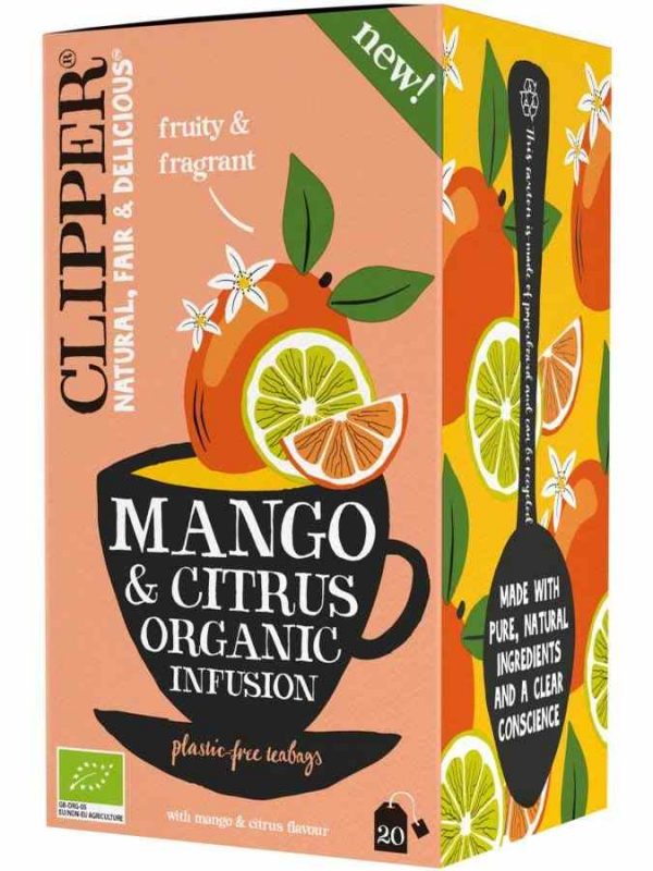 Indulge in Clipper Mango & Citrus Organic Infusion 20 Tea Bags - a tropical delight of pure flavor and organic goodness for tea lovers. Shop now!
