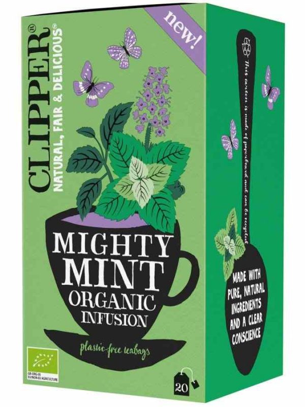Experience pure refreshment with Clipper Mighty Mint Organic Infusion - 20 Tea Bags, a premium blend for a soothing tea time treat.