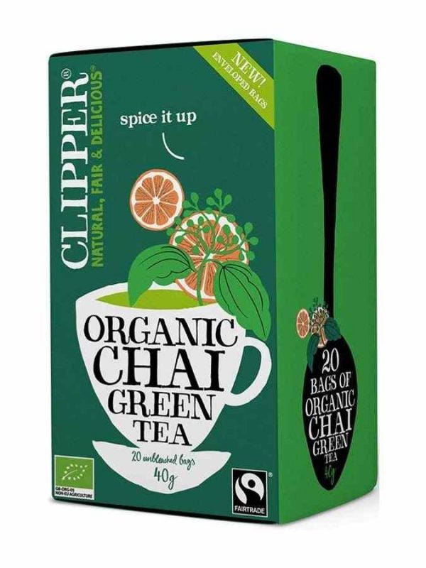 Clipper Organic Chai Green Tea - 20 Bags of Premium Quality Authentic Chai Green Tea Blend for a Refreshing Experience