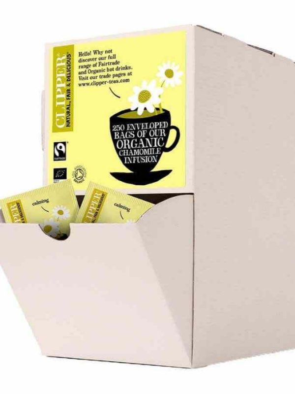 Organic Chamomile Infusion by Clipper: Soothing herbal tea for relaxation and wellness. Buy now for a calming experience!