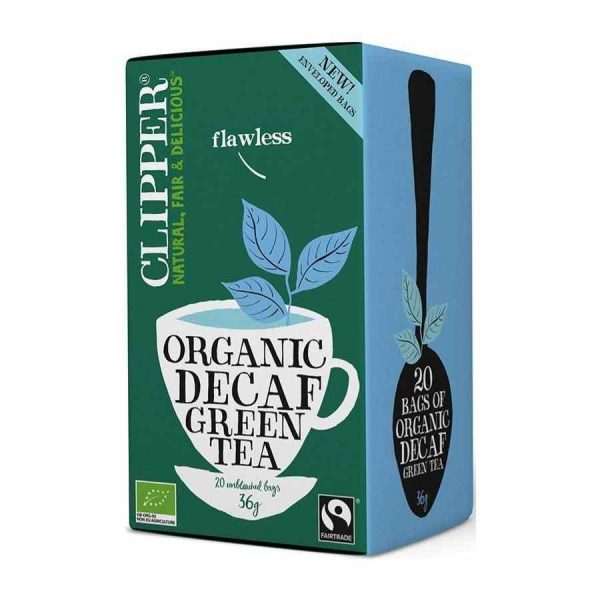 Premium Clipper Organic Decaffeinated Green Tea with 20 Bags - Naturally refreshing caffeine-free tea for a soothing experience.