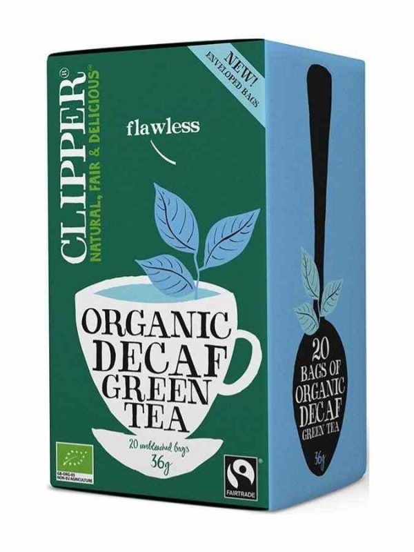 Premium Clipper Organic Decaffeinated Green Tea with 20 Bags - Naturally refreshing caffeine-free tea for a soothing experience.