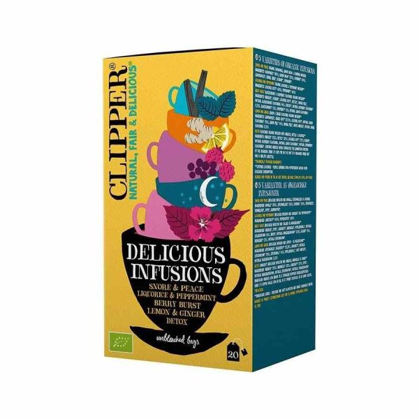 Clipper Organic Delicious Infusions Tea Bags - 20 Count - Premium Quality Herbal Tea Blend - Buy Now for a Tasty Delightful Experience!