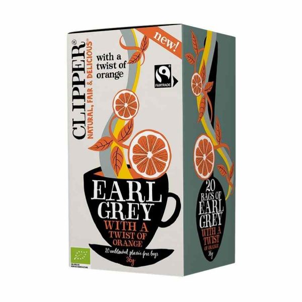 Clipper Organic Earl Grey Tea infused with zesty Orange Twist, 20 Tea Bags - Premium blend of black tea with citrus flavor notes