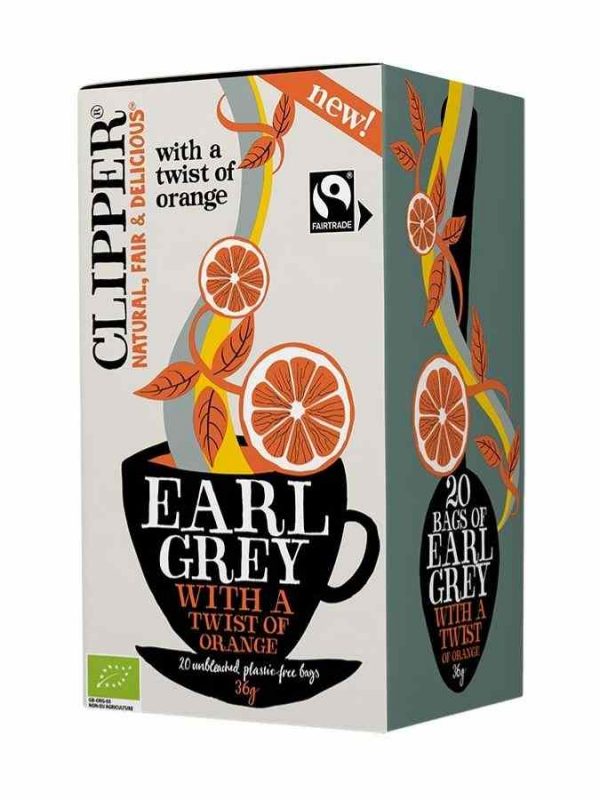 Clipper Organic Earl Grey Tea infused with zesty Orange Twist, 20 Tea Bags - Premium blend of black tea with citrus flavor notes