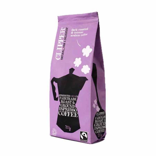 Premium Organic & Fairtrade Clipper Ground Espresso Coffee 227g - Rich, bold flavor for coffee aficionados. Ethically sourced & delicious brew.
