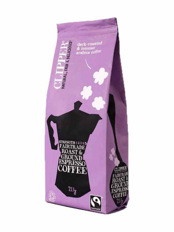 Premium Organic & Fairtrade Clipper Ground Espresso Coffee 227g - Rich, bold flavor for coffee aficionados. Ethically sourced & delicious brew.