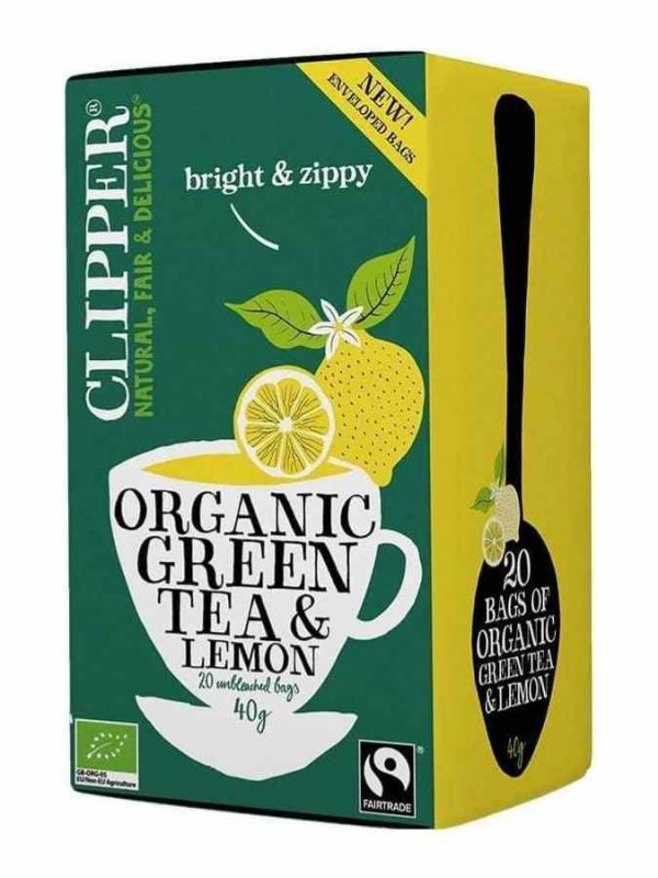 Delightful Clipper Organic Green Tea and Lemon blend, invigorating and refreshing brew for health-conscious tea lovers.