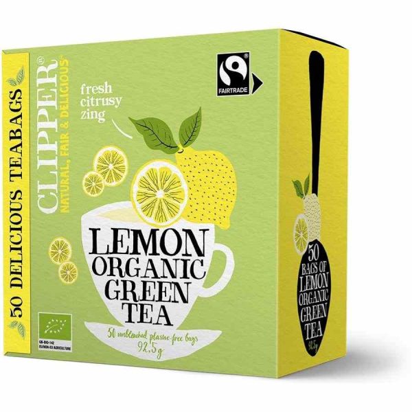 Invigorating blend of Clipper Organic Green Tea and zesty Lemon for a refreshing pick-me-up - perfect for health-conscious tea lovers!