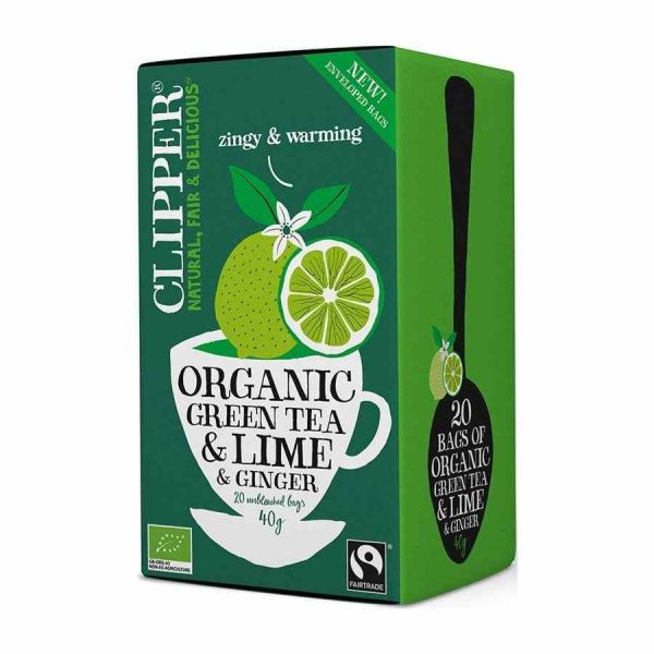 Clipper Organic Green Tea, Lemon and Ginger 20 Bags - Refreshing blend of premium ingredients for a soothing tea experience.