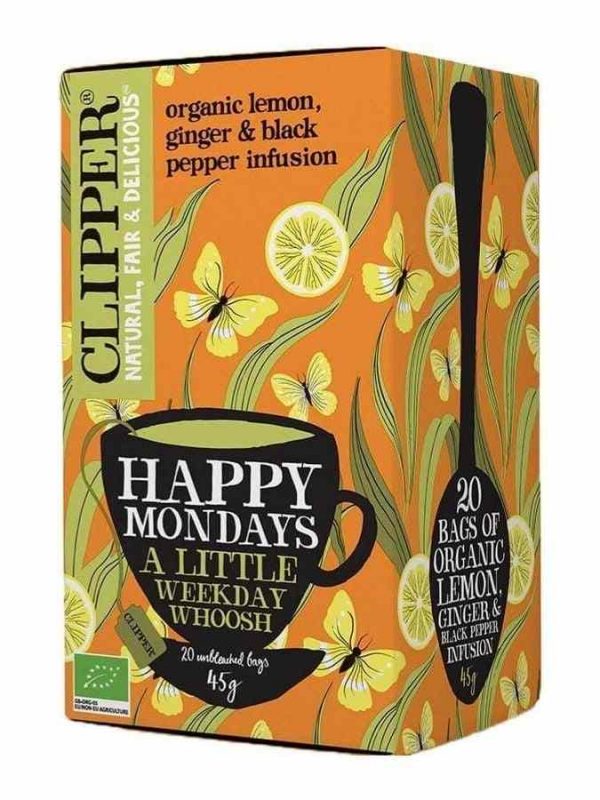 Experience pure bliss with Clipper Organic Happy Mondays Infusion 20 tea bags - a delightful blend for a refreshing start to your week!