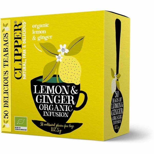Clipper organic lemon and ginger infusion - zesty, refreshing tea blend for a boost of antioxidants and flavor