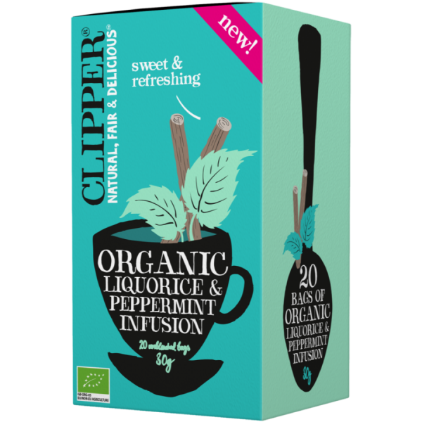 Clipper Organic Licorice and Peppermint Infusion - 20 Tea Bags - Refreshing blend of licorice and peppermint, natural and organic ingredients