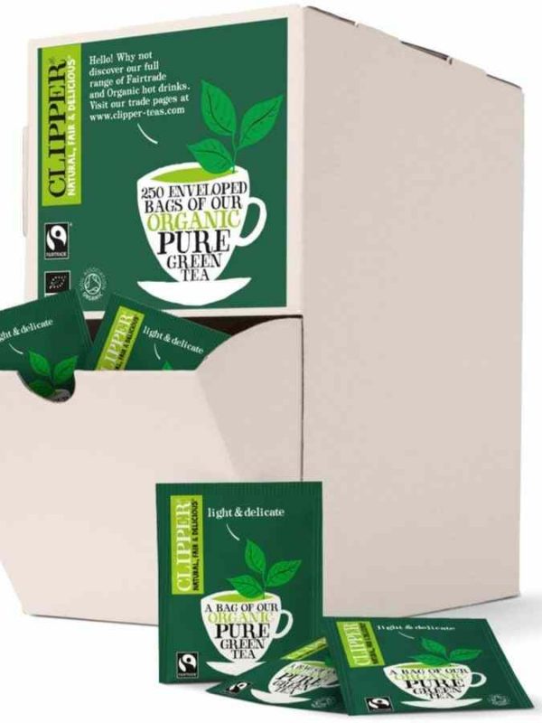 Refresh with Clipper Organic Pure Green Tea - A premium blend of organic green tea for a revitalizing and indulgent experience.