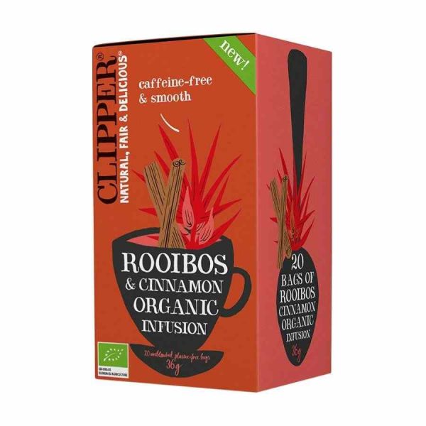 Premium Clipper Organic Rooibos and Cinnamon Infusion Tea Bags - 20 Count, Aromatic Blend for Relaxation and Wellness