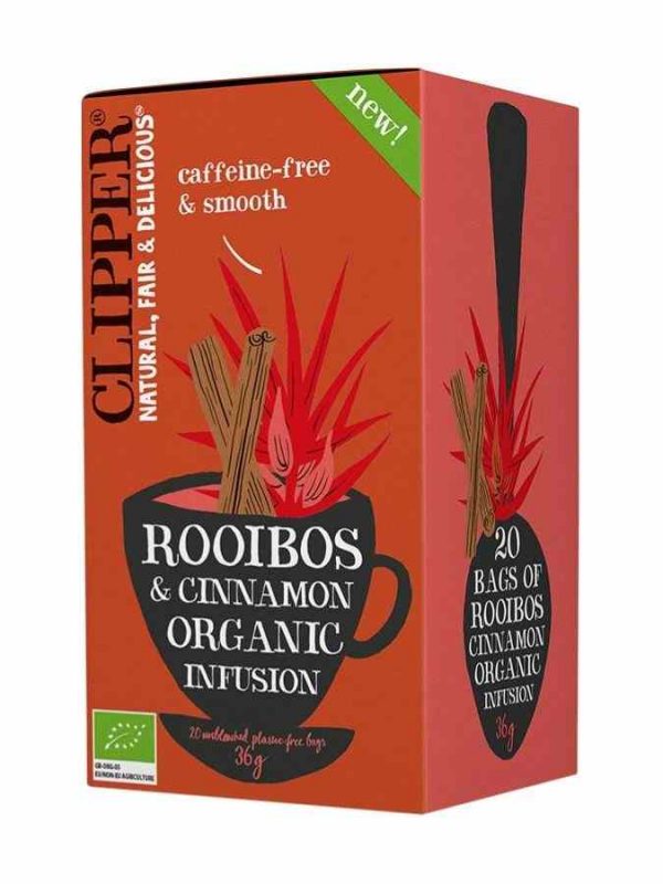 Premium Clipper Organic Rooibos and Cinnamon Infusion Tea Bags - 20 Count, Aromatic Blend for Relaxation and Wellness